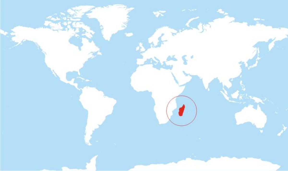 ramani ya Madagascar eneo juu ya dunia