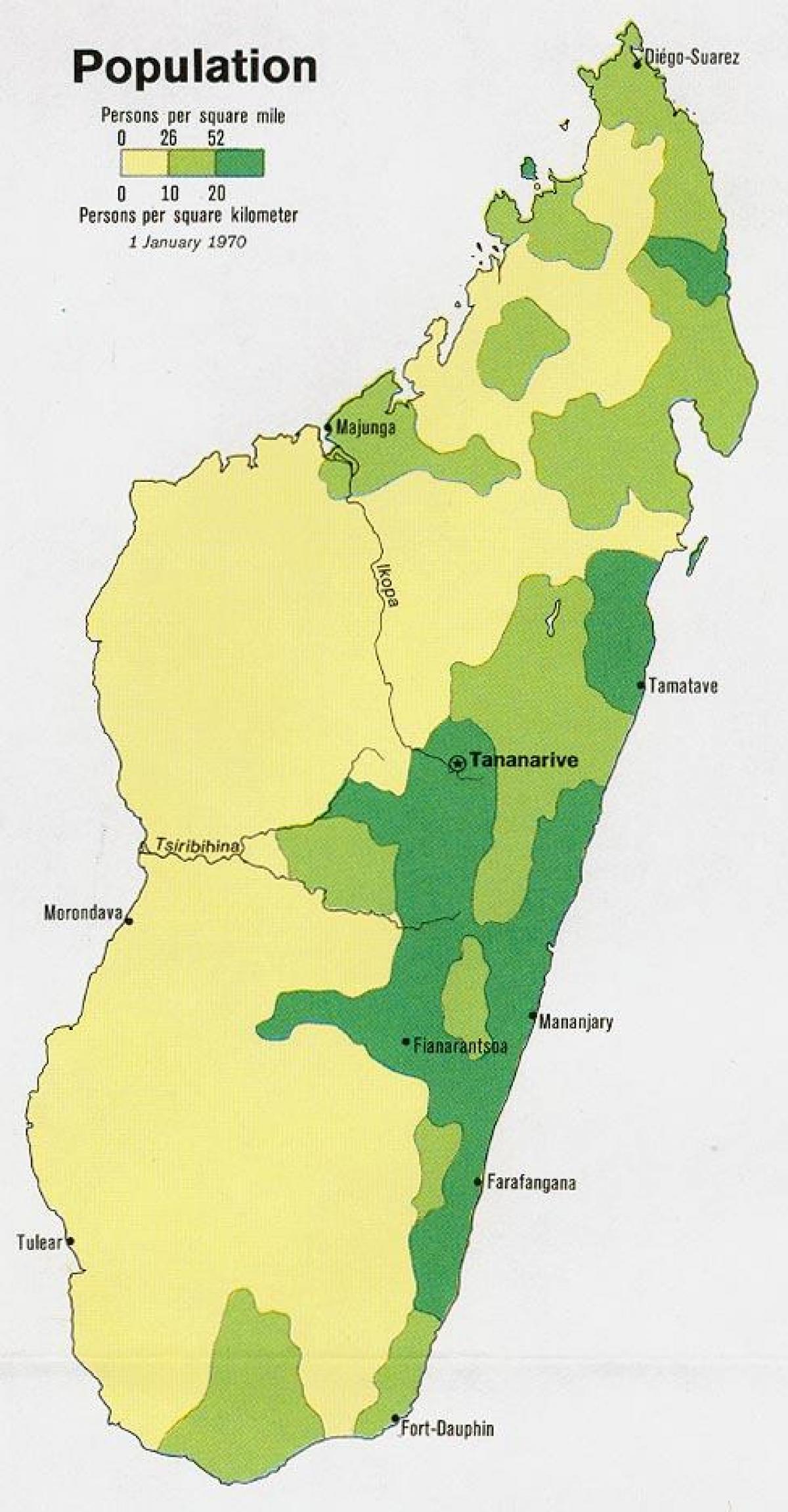 Madagascar wiani idadi ya watu ramani