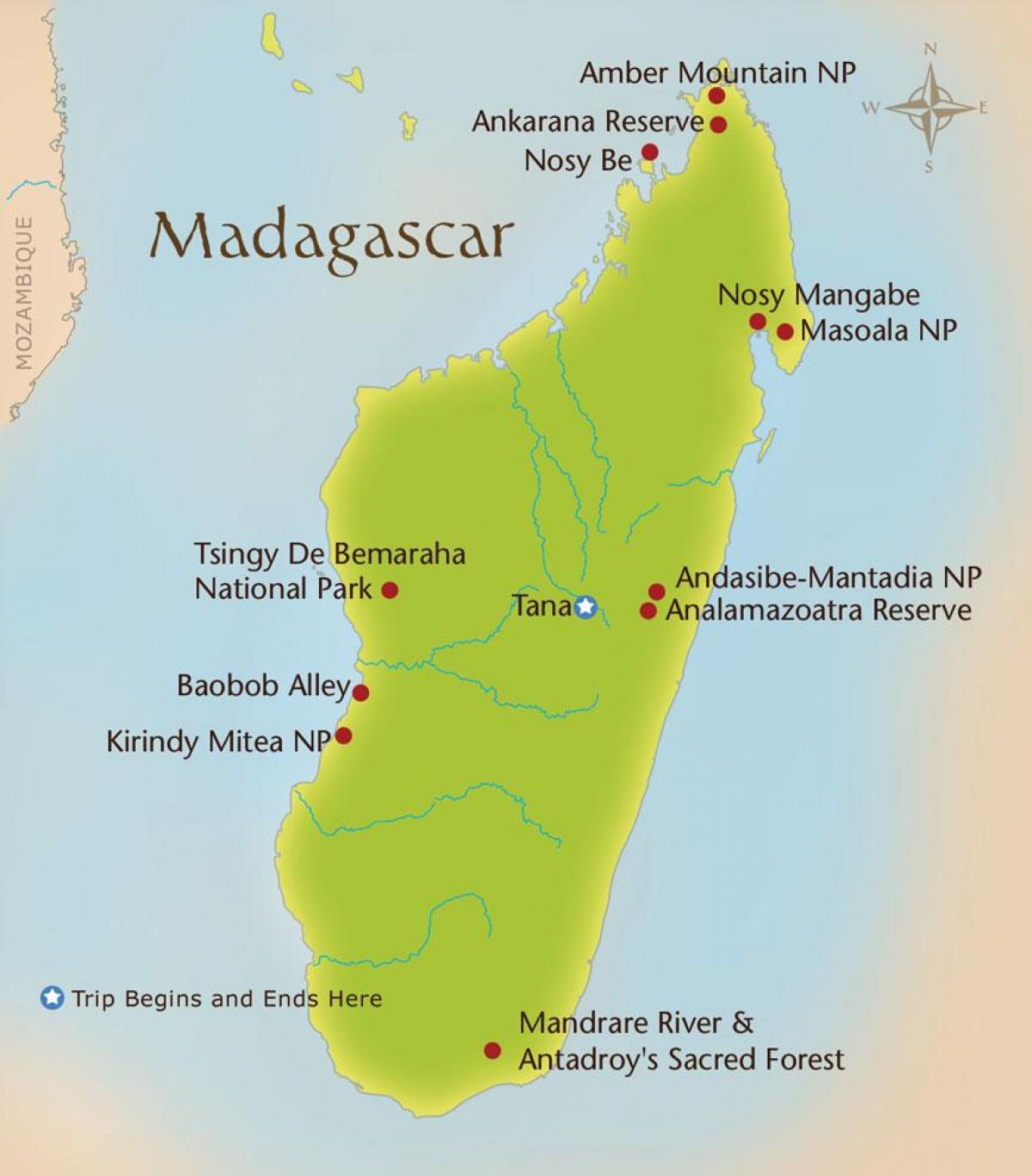 ramani ya Madagascar milima