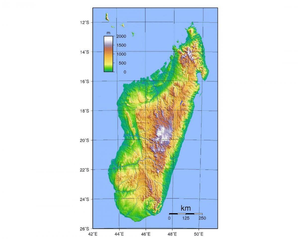 ramani ya Madagascar mwinuko
