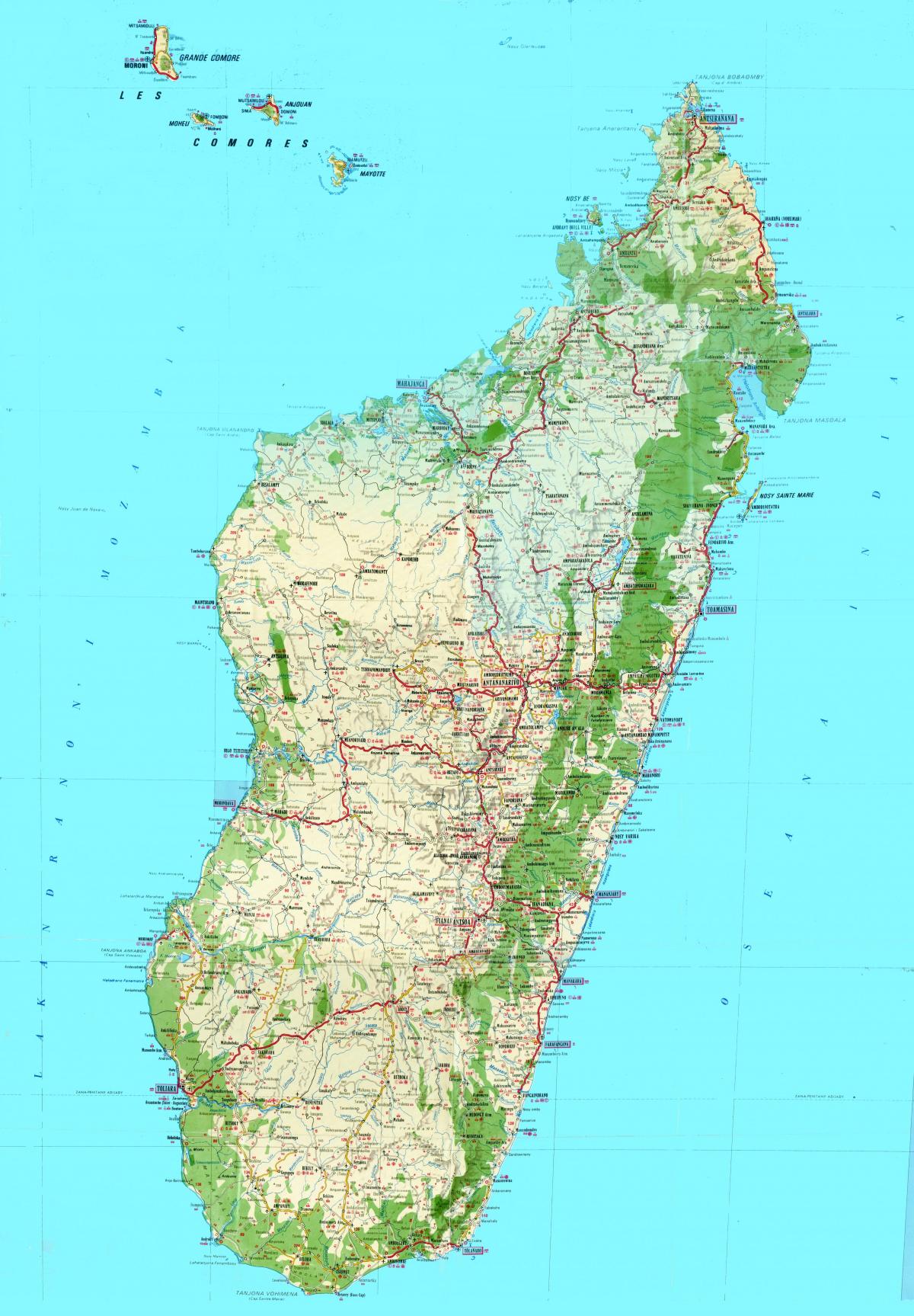 ramani ya Madagascar topographic