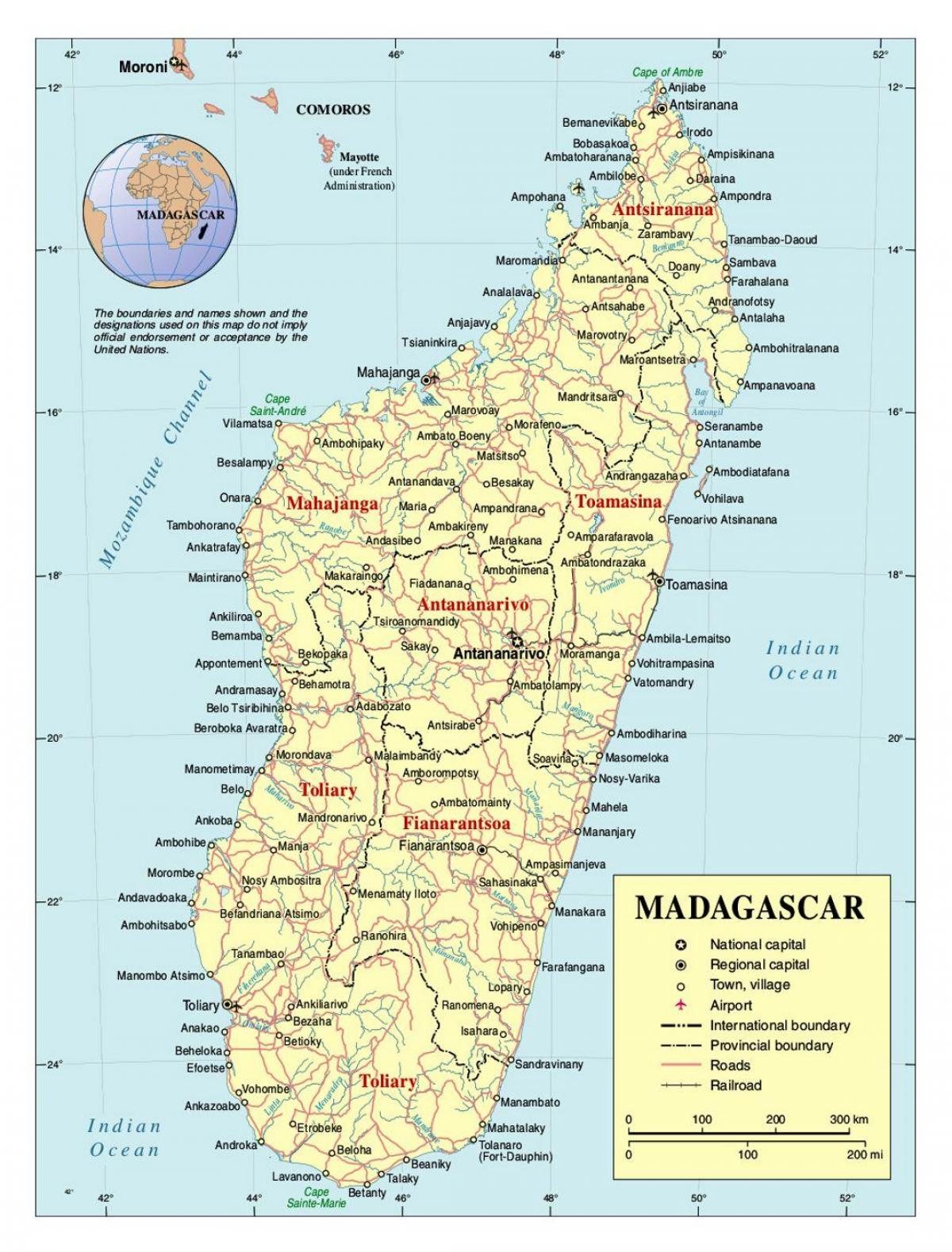 ramani ya kina ya Madagascar