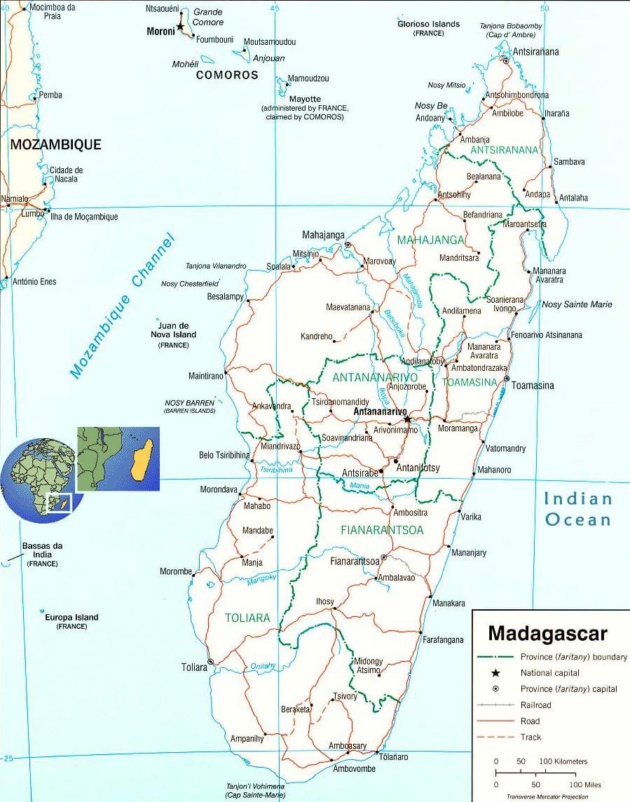 ramani ya Madagascar mto
